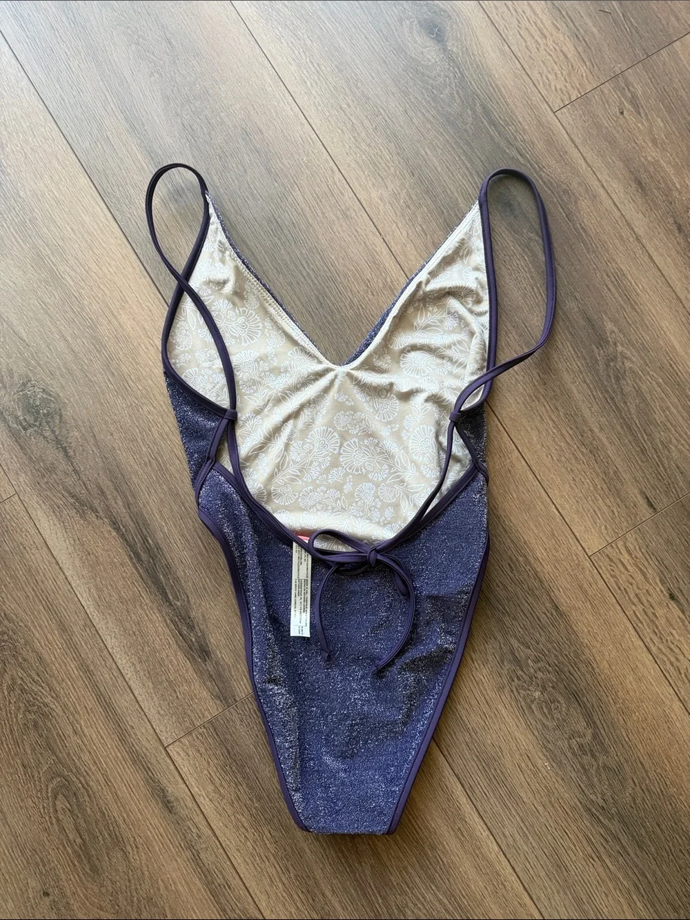 Free People Purple Sparkle One-Piece Swimsuit